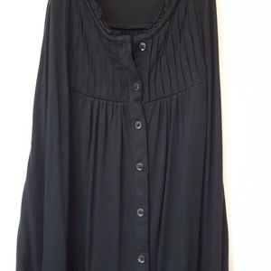 Merona Black button-down tank top with pleats Loose Relaxed Drape Like New